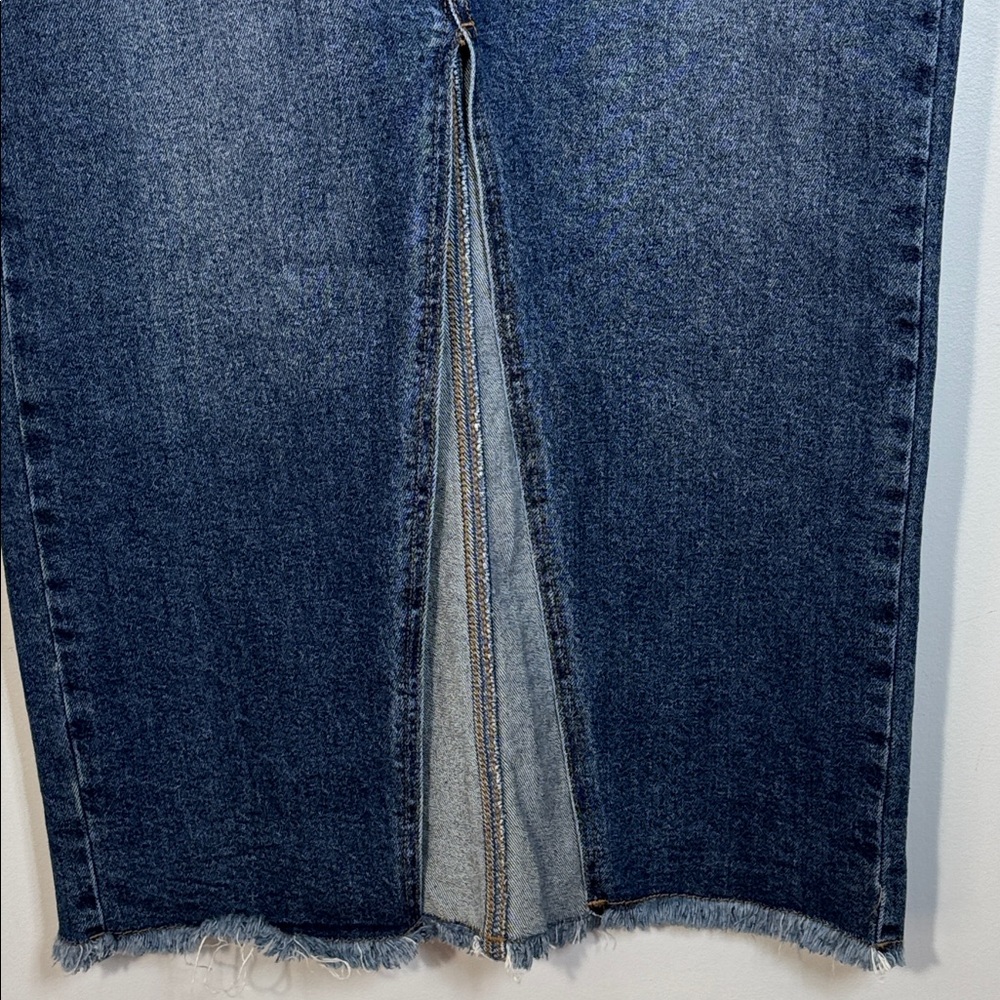 Celebrity Pink Skirt Blue Medium Wash Denim Maxi w/ High Front Slit in Sz 9 NWT - Picture 4 of 14